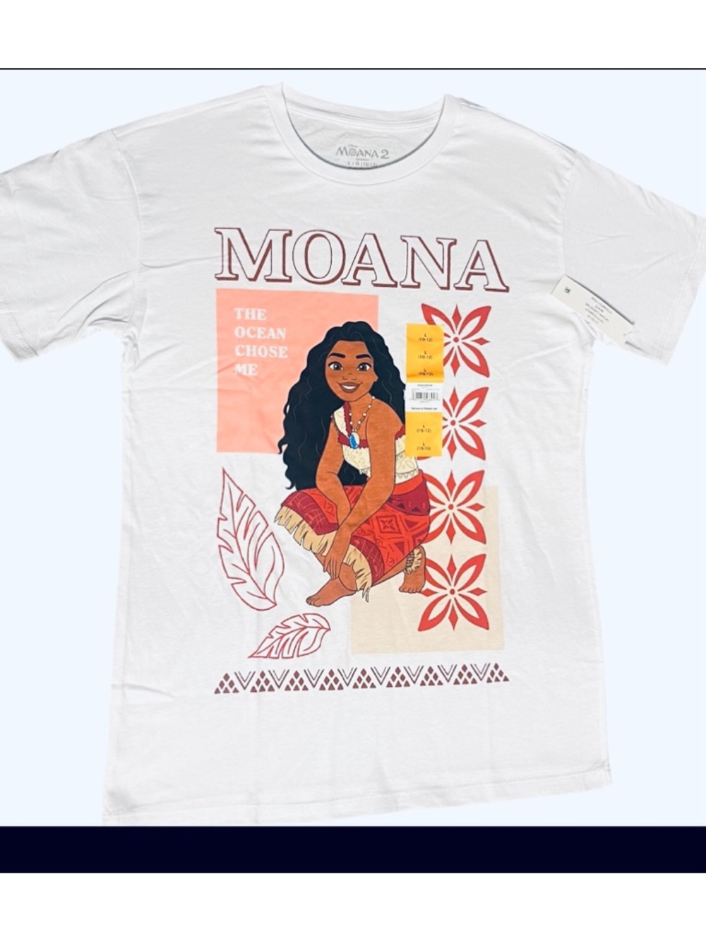 Disney Moana 2 "The Ocean Chose Me" Girls' T-Shirt size L (10-12)